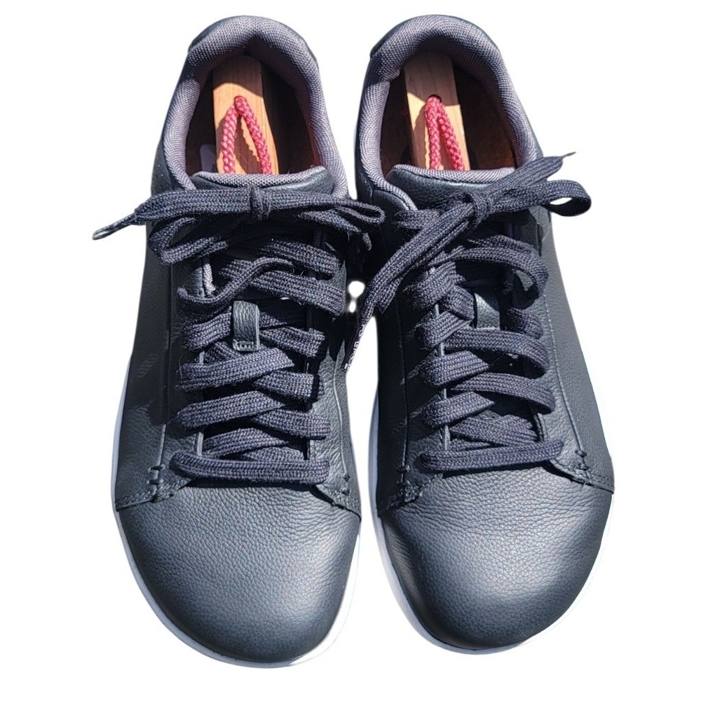 Lems Kourt Black Top Leather Barefoot Sneakers Mens 8.5 Womens 10 LEMS310